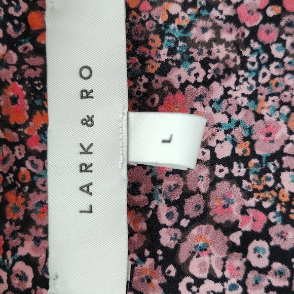 Lark & Ro Blouse Size Large Pullover Cinch Sleeve Multicolor Floral Lightweight - Picture 6 of 9